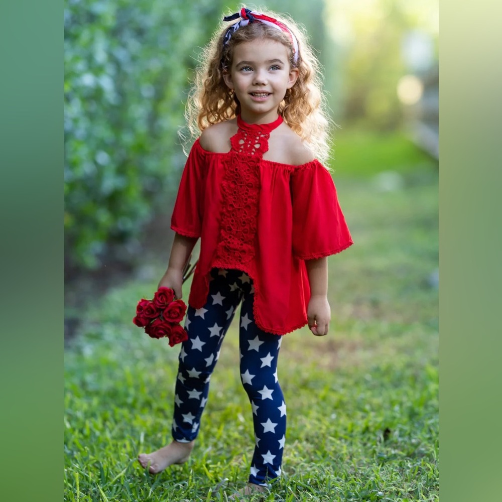 🆕🏷️ Beautiful Red Tunic & Legging Set 4T-5T (Mia Belle)